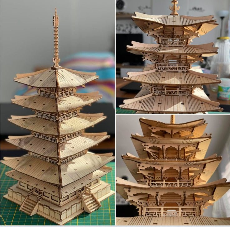 Golemites - Rokr - PUZZLE 3D BOIS - Maquette Bois | Pagode 5 étages - TGN02 - Golemites - Rokr