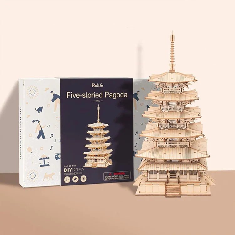Golemites - Rokr - PUZZLE 3D BOIS - Maquette Bois | Pagode 5 étages - TGN02 - Golemites - Rokr