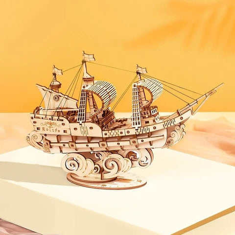 ROLIFE - PUZZLE 3D BOIS - Puzzle 3D Bois | Bateau 3 voiles - TG305 - Golemites - Rokr