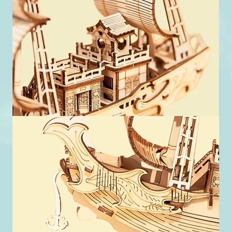 Puzzle 3D Bois  Bateau du Japon - Golemites - Rokr