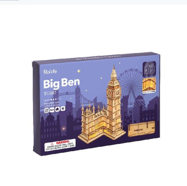 ROLIFE - PUZZLE 3D BOIS - Puzzle 3D bois | Big Ben lumineux - TG507 - Golemites - Rokr