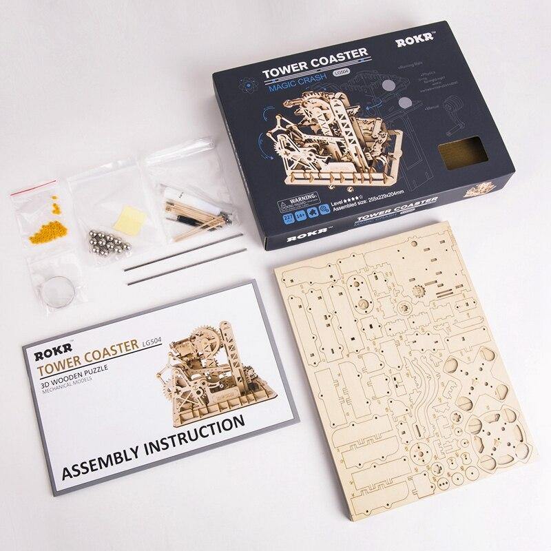 ROKR - PUZZLE 3D BOIS - Puzzle 3d bois | Circuit à billes Tower Coaster - LG504 - Golemites - Rokr