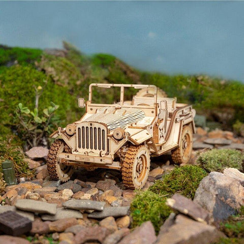 ROKR - PUZZLE 3D BOIS - Puzzle 3D bois | Jeep militaire 1940 - MC701 - Golemites - Rokr