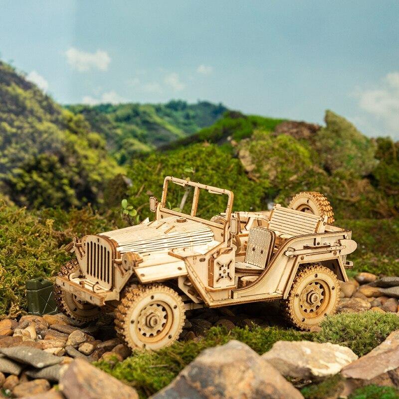 ROKR - PUZZLE 3D BOIS - Puzzle 3D bois | Jeep militaire 1940 - MC701 - Golemites - Rokr