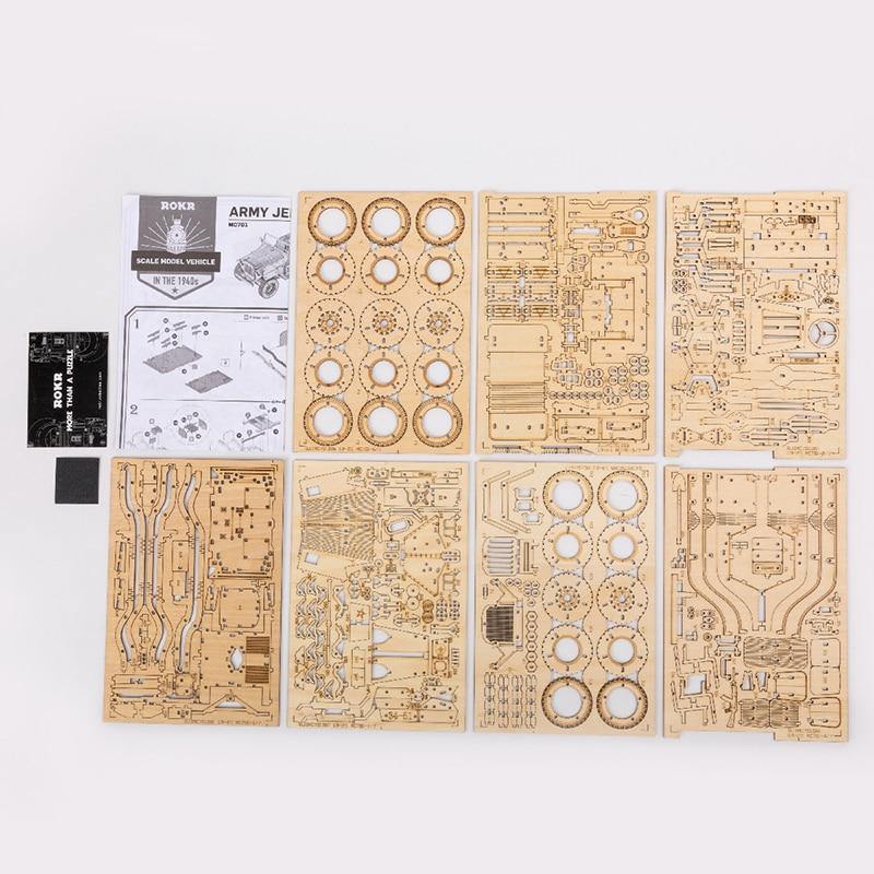 ROKR - PUZZLE 3D BOIS - Puzzle 3D bois | Jeep militaire 1940 - MC701 - Golemites - Rokr