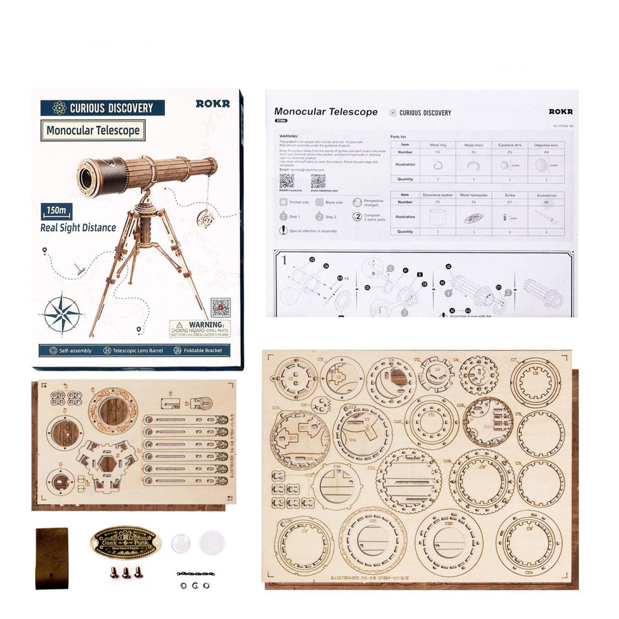 ROKR - PUZZLE 3D BOIS - Puzzle 3D bois | Télescope - ST004 - Golemites - Rokr