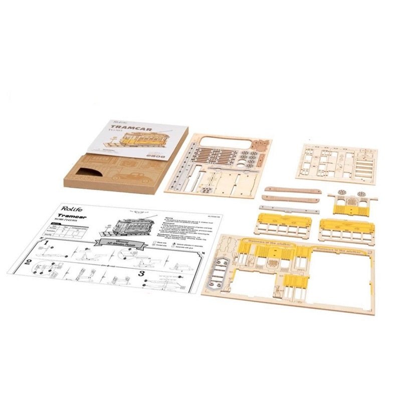 ROLIFE - PUZZLE 3D BOIS - Puzzle 3d Bois | Tram vintage - TG505 - Golemites - Rokr