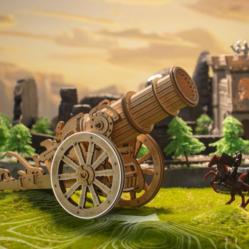 ROKR - PUZZLE 3D BOIS - Puzzle 3D | Canon Médiéval sur roues - KW801 - Golemites - Rokr