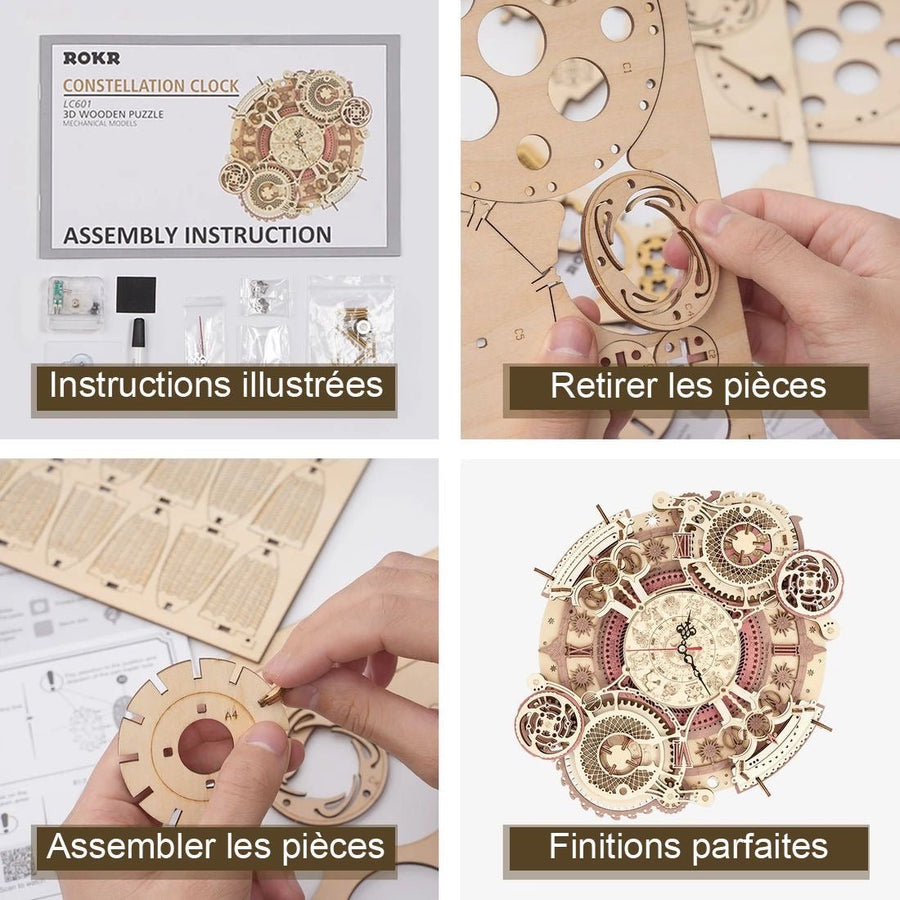 ROKR - PUZZLE 3D BOIS - Puzzle 3D | Horloge Astrologique - 14:193#Zodiac Wall Clock;200007763:201336100 - Golemites - Rokr