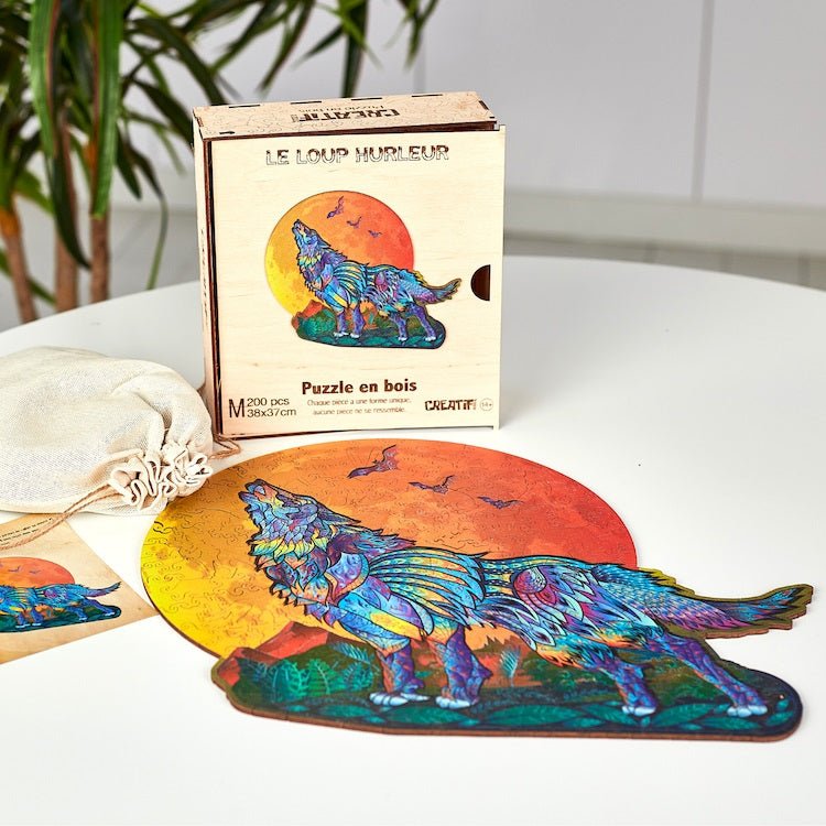 Golemites - Puzzle 3D en bois - Puzzles classiques - Puzzle Bois | Le Loup Hurleur - loup - Golemites - Rokr