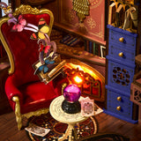 Book Nook Le Coin des Sortilèges TGB14, lustre et cristaux allumés