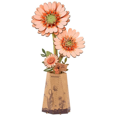 Maquette bois Fleurs de Marguerite Gerberas Orange