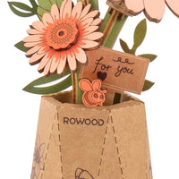 ROWOOD - PUZZLE 3D BOIS - Maquette bois Fleurs de Marguerite Gerberas Orange - TW111 - Golemites - Rokr
