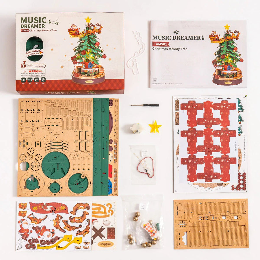 ROLIFE - PUZZLE 3D BOIS - Maquette | Sapin de Noël Mécanique Musicale AMS01 - AMS01 - Golemites - Rokr
