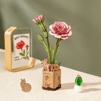 ROWOOD - PUZZLE 3D BOIS - Maquette Bois Fleur | Œillets Rose - TW051 - Golemites - Rokr