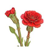 ROWOOD - PUZZLE 3D BOIS - Maquette Bois Fleur | Œillets Rouges - TW052 - Golemites - Rokr