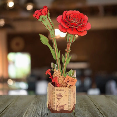 Maquette Bois Fleur | Œillets Rouges