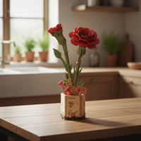 Maquette Bois Fleur | Œillets Rouges