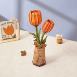 ROWOOD - PUZZLE 3D BOIS - Maquette Bois Fleur | Tulipe Orange - TW081 - Golemites - Rokr