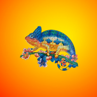 Golemites - PUZZLE EN BOIS - Puzzle Bois Design | Caméléon aventurier - cameleon - Golemites - Rokr