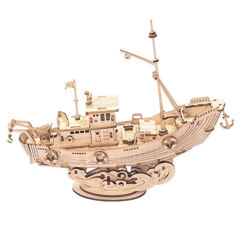 ROLIFE - PUZZLE 3D BOIS - Puzzle 3D Bois | Bateau de Pêche - TG308 - Golemites - Rokr