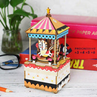 ROLIFE - PUZZLE 3D BOIS - Puzzle 3D bois | Boîte à musique Manège - AM304 - Golemites - Rokr