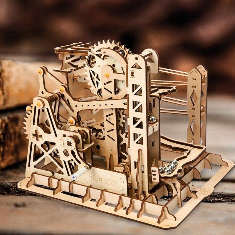 ROKR - PUZZLE 3D BOIS - Puzzle 3d bois | Circuit à billes Lift Coaster - LG503 - Golemites - Rokr