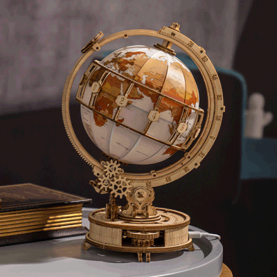 Puzzle 3D bois | Globe Lumineux à LED