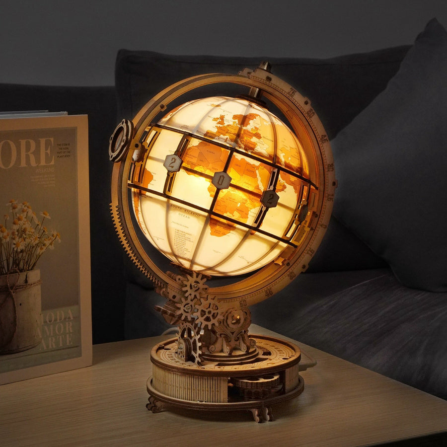 ROKR - PUZZLE 3D BOIS - Puzzle 3D bois | Globe Lumineux à LED - ST003 - Golemites - Rokr