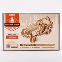 ROKR - PUZZLE 3D BOIS - Puzzle 3D bois | Jeep militaire 1940 - MC701 - Golemites - Rokr
