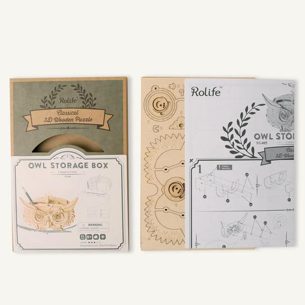 ROLIFE - PUZZLE 3D BOIS - Puzzle 3D bois | Porte-Crayons Chouette - TG405 - Golemites - Rokr