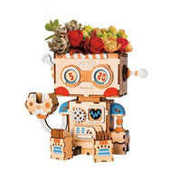 ROLIFE - PUZZLE 3D BOIS - Puzzle 3D bois | Pot de fleur Robot - 21544231-robot-united-kingdom - Golemites - Rokr