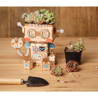 ROLIFE - PUZZLE 3D BOIS - Puzzle 3D bois | Pot de fleur Robot - 21544231-robot-united-kingdom - Golemites - Rokr