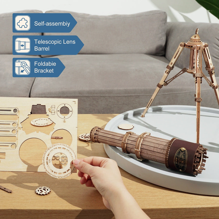 ROKR - PUZZLE 3D BOIS - Puzzle 3D bois | Télescope - ST004 - Golemites - Rokr
