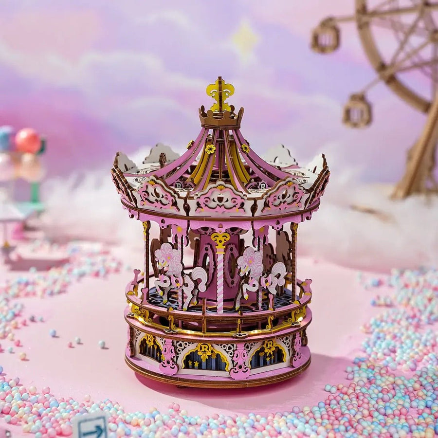 ROKR - PUZZLE 3D BOIS - Puzzle 3D | Carrousel Romantique Dream Version - AMK62J - Golemites - Rokr