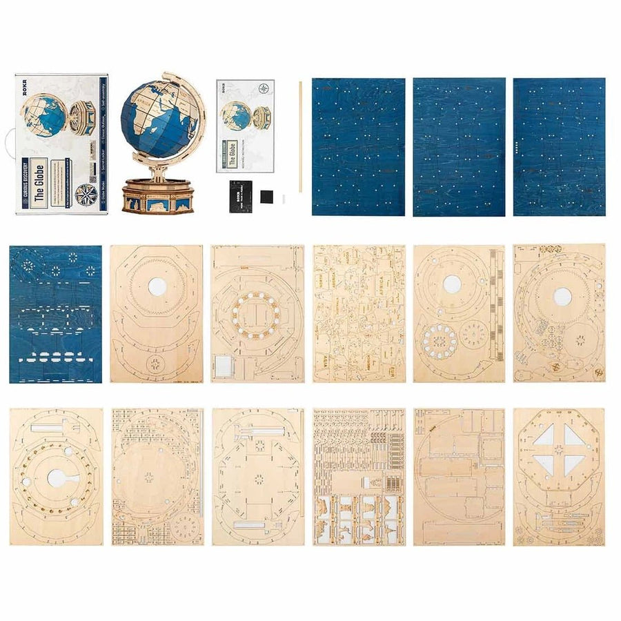 ROKR - PUZZLE 3D BOIS - Puzzle 3D | Globe Terrestre en bois - ST002 - Golemites - Rokr