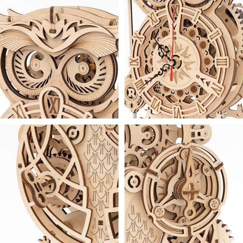 ROKR - PUZZLE 3D BOIS - Puzzle 3D | Horloge Pendule Hibou - LK503 - Golemites - Rokr