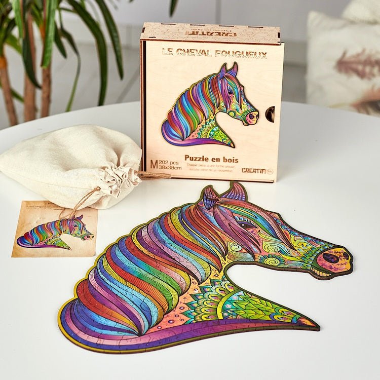 Golemites - Puzzle 3D en bois - Puzzles classiques - Puzzle Bois | Le Cheval Fougueux - cheval - Golemites - Rokr