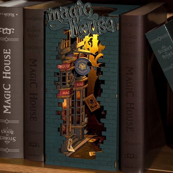 Rolife Puzzle 3D Bois Maquette DIY Livre Nook Maquette Kits pour Étagère  Serre-Livres Décor avec Meubles et Accessoires